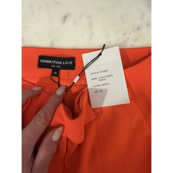 NWT Generation Love Lucca Crepe Pants Papaya Orange Flare Size 00 $248 [jb] - Picture 5 of 8
